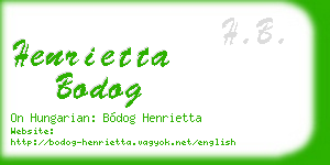 henrietta bodog business card